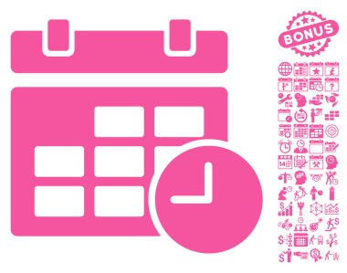 Bonus ile tarih ve saat düz vektör simgesi