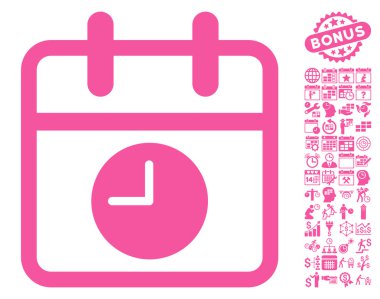 Bonus lu Takvim Sayfası ve Saati Düz Vektör Simgesi