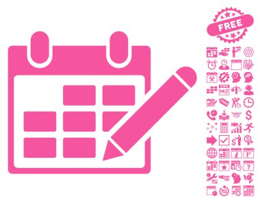 Bonus ile Takvim Tablosu Düz Vektör Simgesini Edit
