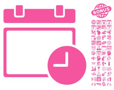 Bonus lu Takvim Sayfası ve Saati Düz Vektör Simgesi