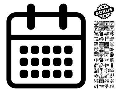 Bonus ile Takvim ay düz vektör simgesi