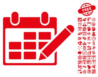 Bonus ile Takvim Tablosu Düz Vektör Simgesini Edit