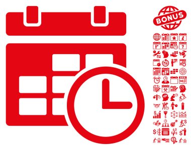 Bonus ile tarih ve saat düz vektör simgesi