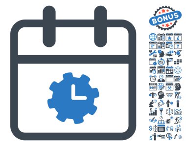 Bonus ile Zaman Hizmet Günü Düz Vektör Simgesi