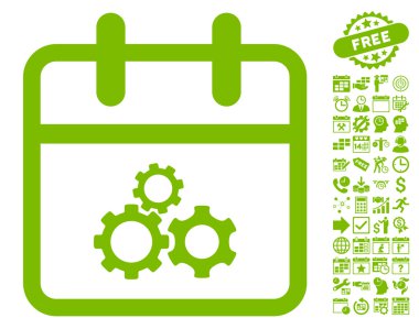 Bonus ile Mekanik Gün Düz Vektör Simgesi