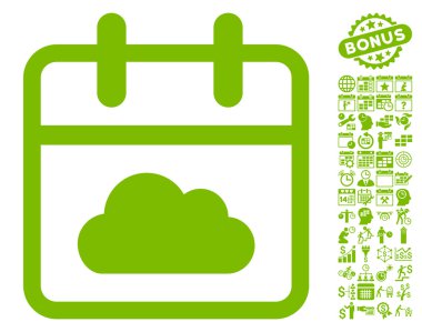 Bulutlu Gün Takvim Sayfa Düz Vektör Simgesi Bonus ile