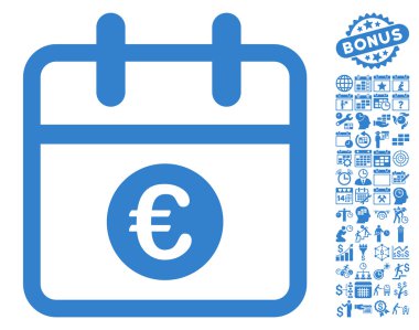 Bonus ile Euro Day Flat Vektör Simgesi