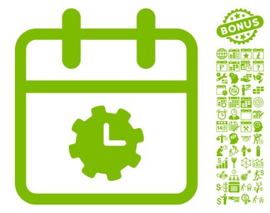 Bonus ile Zaman Hizmet Günü Düz Vektör Simgesi