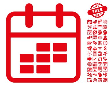 Bonus ile Takvim ay düz vektör simgesi