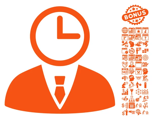 Плоская векторная иконка Time Manager с бонусом — стоковый вектор