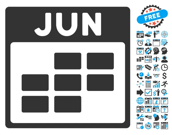 Juin Page calendrier Icône vectorielle plate avec bonus — Image vectorielle