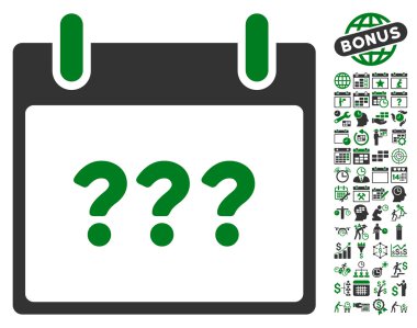 Bilinmeyen Takvim Günü Düz Vektör Simgesi Bonus ile