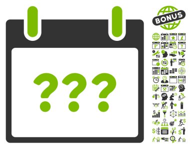 Bilinmeyen Takvim Günü Düz Vektör Simgesi Bonus ile