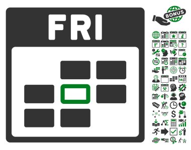 Cuma ile Bonus sayfa düz vektör simge takvim