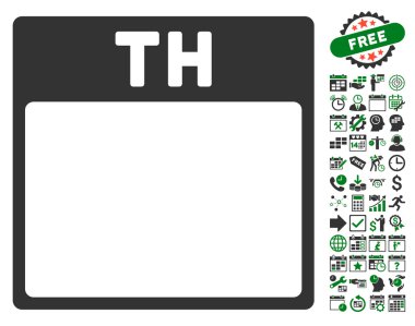 Perşembe Bonus ile sayfa düz vektör simge takvim