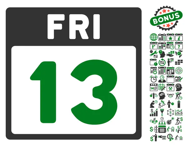 13 piątek kalendarz Strona płaskim wektor ikona z Bonus — Wektor stockowy