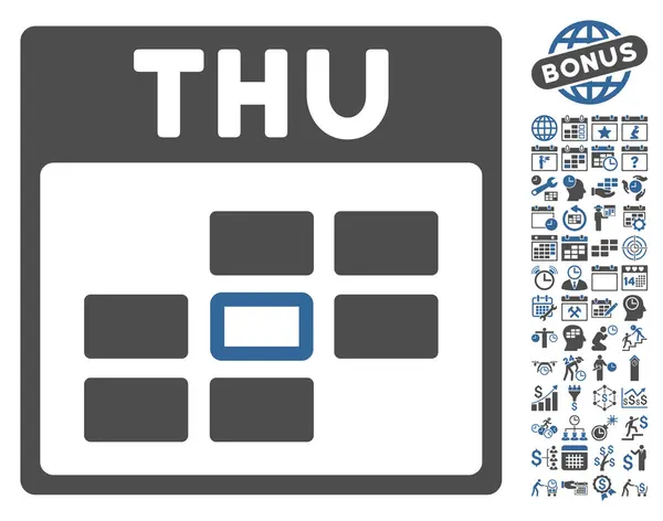 Donderdag kalender pagina platte Vector Icon met Bonus — Stockvector