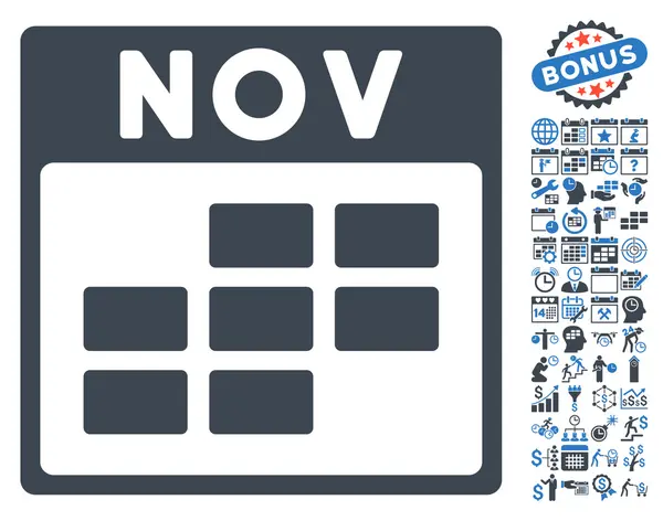 November kalender pagina plat vector pictogram met bonus — Stockvector