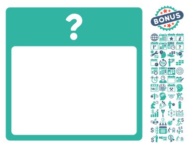 Bonus ile bilinmeyen takvim sayfa düz vektör simgesi