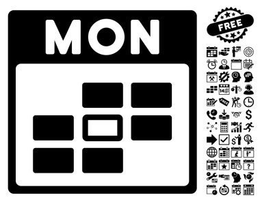 Pazartesi Bonus ile sayfa düz vektör simge takvim