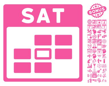 Cumartesi Bonus ile sayfa düz vektör simge takvim