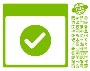 Geçerli Takvim Sayfası Düz Vektör Simgesi Bonus ile