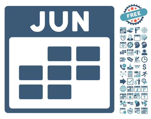 Juin Page calendrier Icône vectorielle plate avec bonus — Image vectorielle