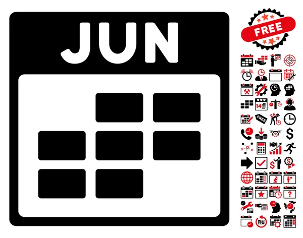 Juin Page calendrier Icône vectorielle plate avec bonus — Image vectorielle