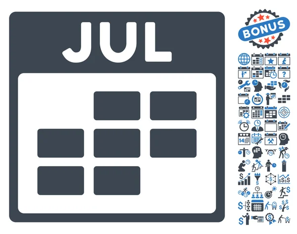 Juillet Page calendrier Icône vectorielle plate avec bonus — Image vectorielle