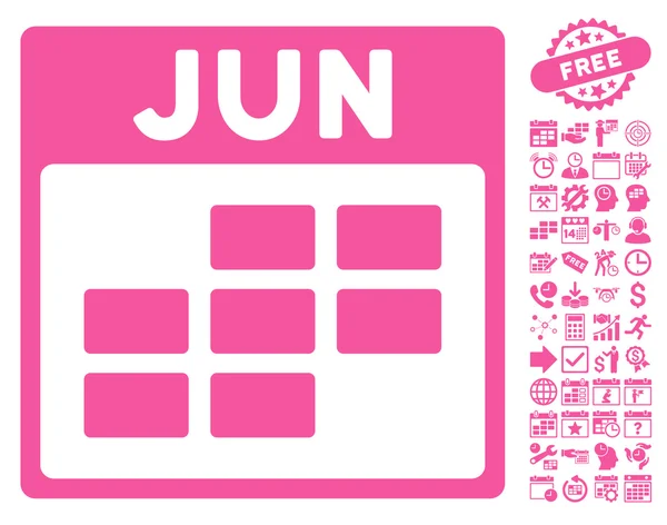 Juin Page calendrier Icône vectorielle plate avec bonus — Image vectorielle