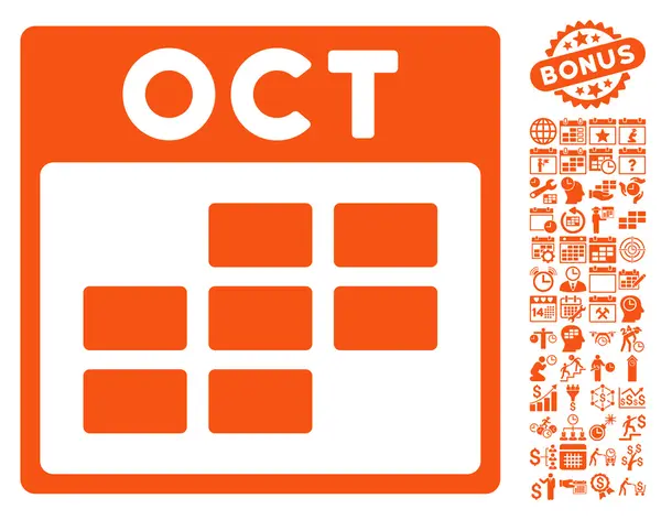 Oktober Kalender sida platt vektor ikon med bonus — Stock vektor