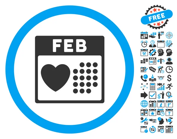 Día de San Valentín Vector plano de febrero icono con bono — Vector de stock