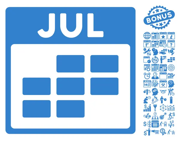Juillet Page calendrier Icône vectorielle plate avec bonus — Image vectorielle