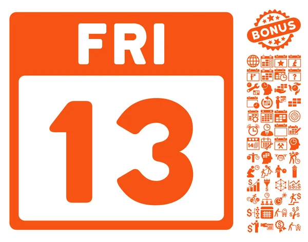 13 Viernes Calendario Página plana Vector icono con bono — Vector de stock