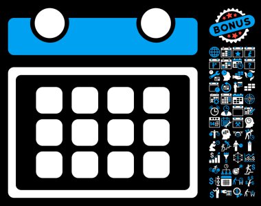 Bonus ile Takvim ay düz vektör simgesi