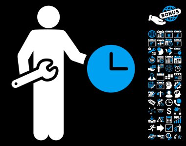 Saat asker düz vektör simgesi Bonus ile