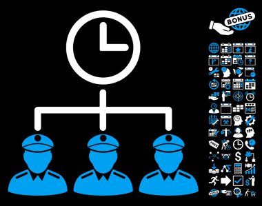 Bonus ile ordu zaman planı düz vektör simgesi