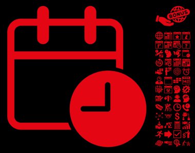 Bonus ile Tarih Saati Düz Vektör Simgesi