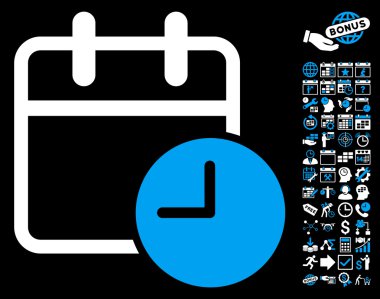 Bonus ile Tarih Saati Düz Vektör Simgesi