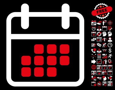 Bonus ile Takvim ay düz vektör simgesi