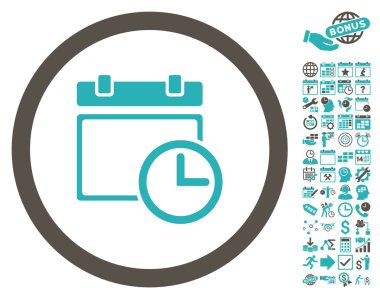 Bonus ile tarih ve saat düz vektör simgesi