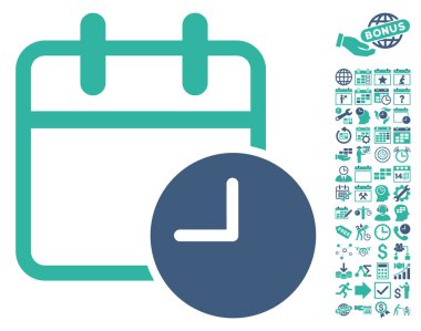 Bonus ile Tarih Saati Düz Vektör Simgesi