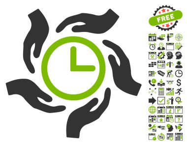 Bonus ile zaman bakım düz vektör simgesi