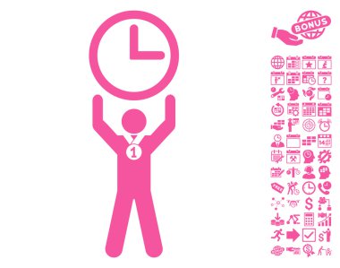 Bonus ile Zaman Şampiyonu Düz Vektör Simgesi