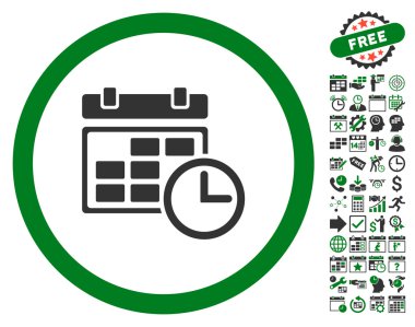 Bonus ile tarih ve saat düz vektör simgesi