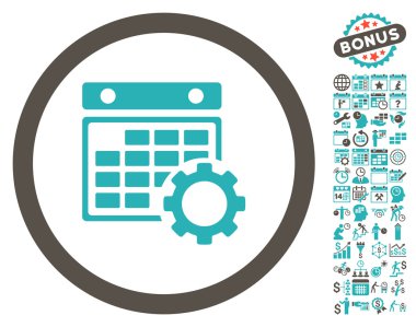 Bonus ile Takvim Yapılandırma Dişli Düz Vektör Simgesi