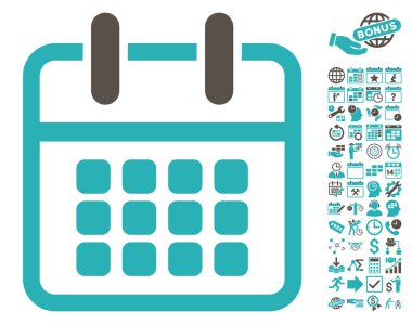 Bonus ile takvim Poster düz vektör simgesi