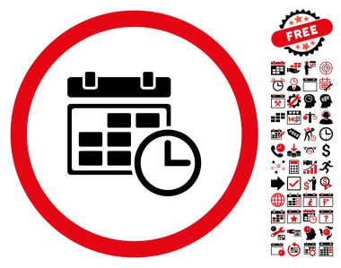 Bonus ile tarih ve saat düz vektör simgesi