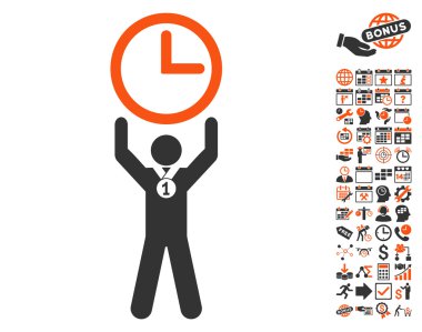 Bonus ile Zaman Şampiyonu Düz Vektör Simgesi