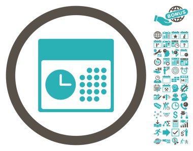 Bonus ile saat ve Tarih düz vektör simgesi